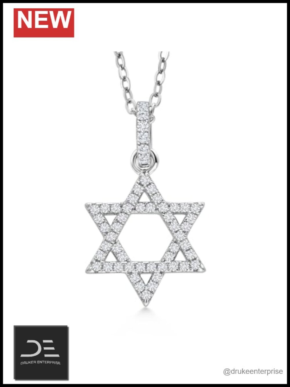 White Moissanite Star of David Pendant Necklace 925 Sterling Silver 18" Chain
